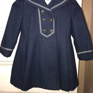 Girls Navy Wool Coat